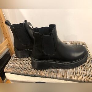 Black Faux Leather Chelsea Boots